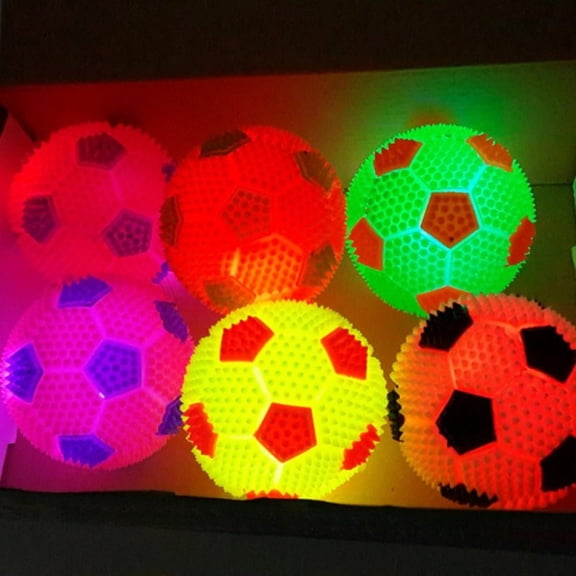 Squeak Light Soccer Ball for Dog, Chew Toy, Clean Teeth, Promotes Dental Health, Flashing LED Sound, Bouncy Rubber Ball, 1Pc
