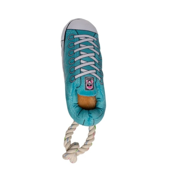 Squeaky Comfort Plush Sneaker Dog Toy – with Treat Compartment, Safe & Durable – Blue