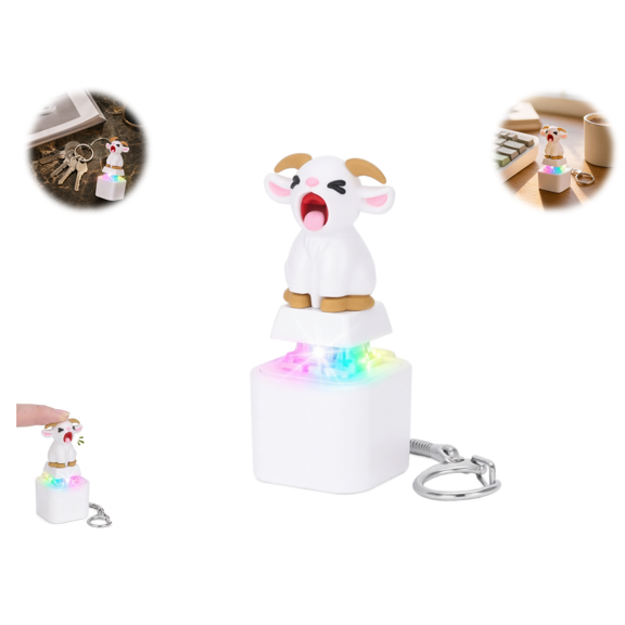 Squeaking Goat Keyboard Fidget Toy Rechargeable Keychain with LED Light and Funny Sound Clicker Novelty Desk Gadget for Office Work Gift(Battery-powered)