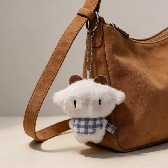 Squeaking Scarf Little Cottons Sheep Pendant, Cute Stuffed Toy Doll Decoration, Soft Healing Bag Hanging Accessory, Portable Lovely Gift for Students Office Workers