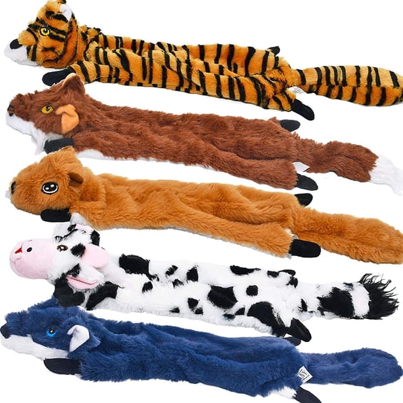 Squeaky 5 , Pet Crinkle No Stuffing Plush, for Large and Medium, Small Puppy for Boredom