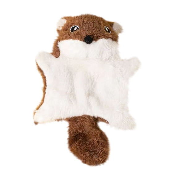 Squeaky Brown Flying Squirrel Plush Toy for Cats - Soft Crinkle Paper Sounder for Boring Relief and Teeth Cleaning - Durable Interactive Pet Playmate
