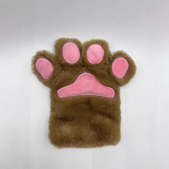 Squeaky Cat Paw Glove Soft Plush Novelty Pet Toy,Funny Interactive Prank Accessory for Animal Lovers Outfit Party Entertainment Hand Puppet with Sound Effect(Brown)