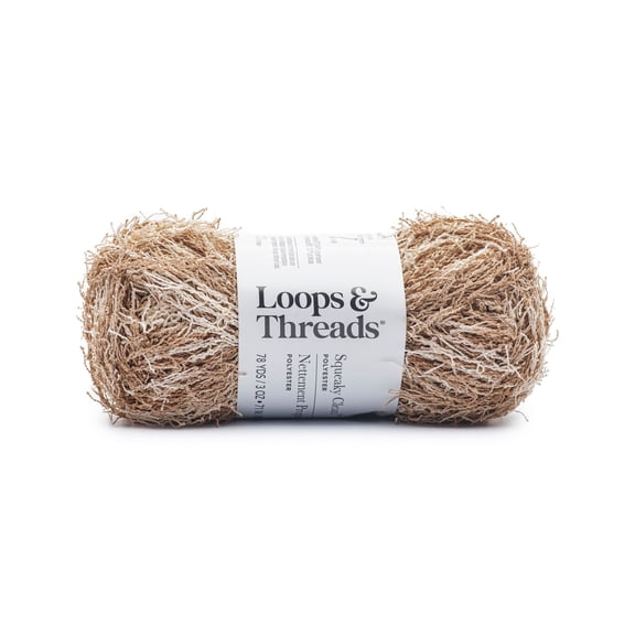 Squeaky Clean Prints Yarn by Loops & Threads - Yarn for Knitting - Crochet - Weaving - and Arts & Crafts - Sand - Polyester - 3 oz
