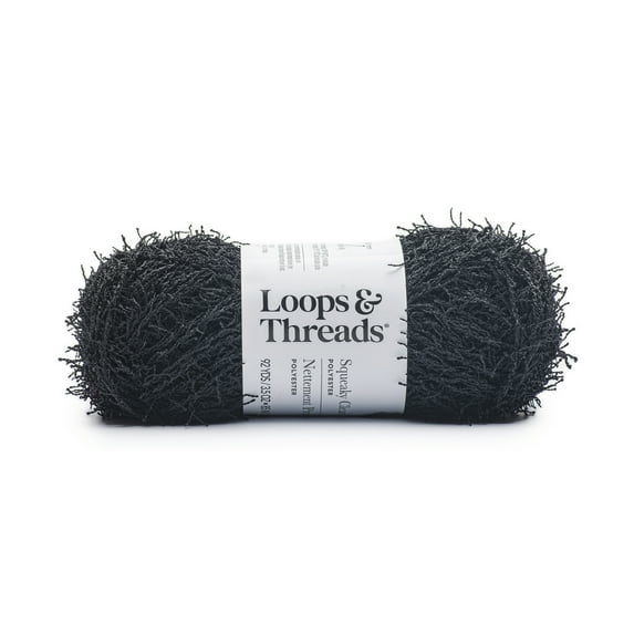 Squeaky Clean Solid Yarn by Loops & Threads - Yarn for Knitting - Crochet - Weaving - and Arts & Crafts - Black - Polyester - 3.5 oz