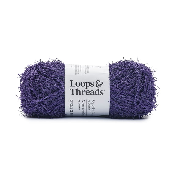 Squeaky Clean Solid Yarn by Loops & Threads - Yarn for Knitting - Crochet - Weaving - and Arts & Crafts - Purple - Polyester - 3.5 oz