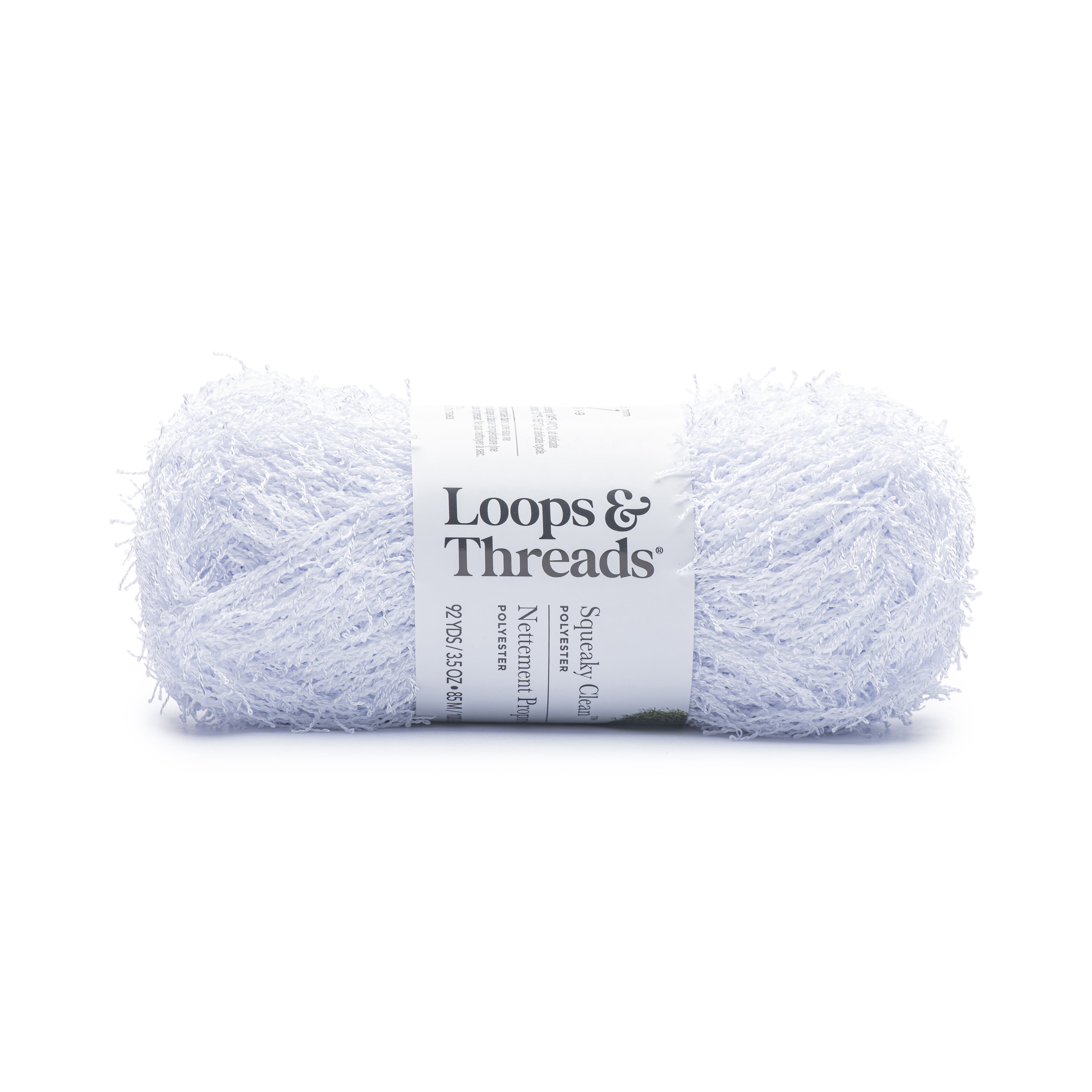 Squeaky Clean Solid Yarn by Loops & Threads - Yarn for Knitting - Crochet - Weaving - and Arts & Crafts - White - Polyester - 3.5 oz