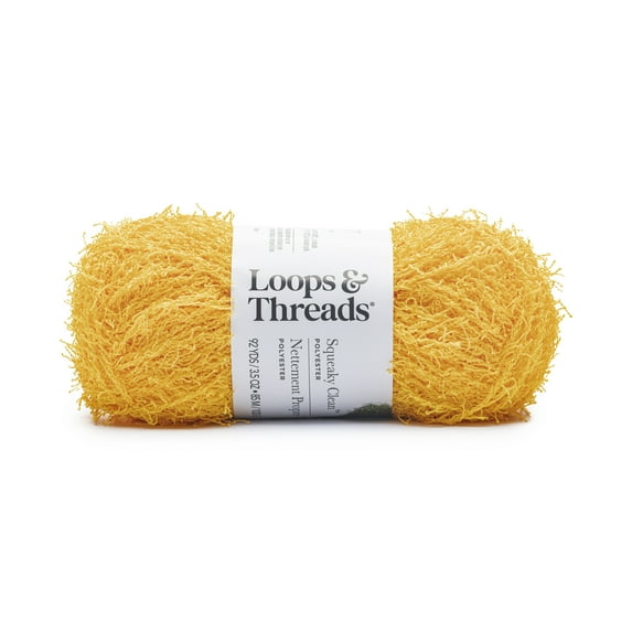 Squeaky Clean Solid Yarn by Loops & Threads - Yarn for Knitting - Crochet - Weaving - and Arts & Crafts - Yellow - Polyester - 3.5 oz