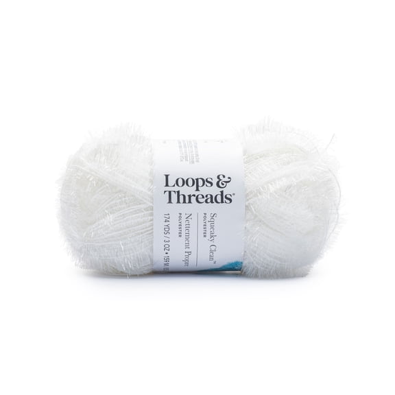 Squeaky Clean Sparkle Yarn by Loops & Threads - Yarn for Knitting - Crochet - Weaving - and Arts & Crafts - White - Polyester - 3 oz