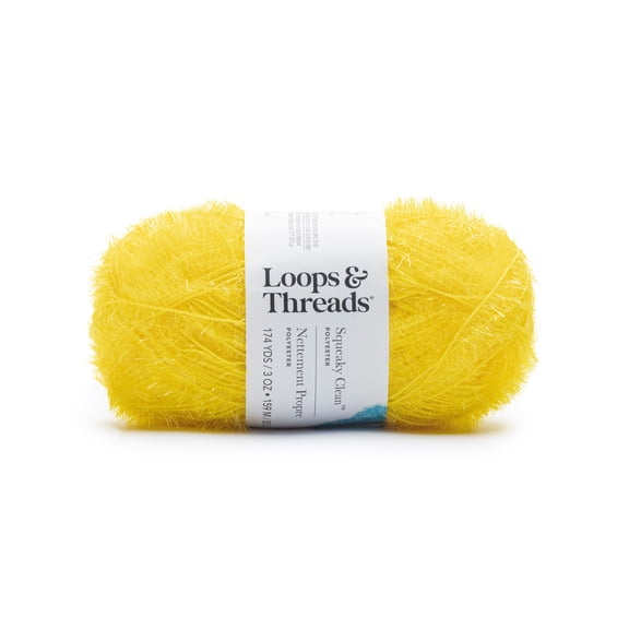 Squeaky Clean Sparkle Yarn by Loops & Threads - Yarn for Knitting - Crochet - Weaving - and Arts & Crafts - Yellow - Polyester - 3 oz
