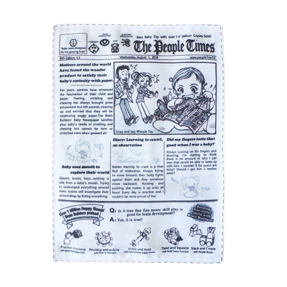 Squeaky Crinkle Paper Toy Non Shredding Washable Interactive Newspaper for Puppies and Small Dogs White 25CM Cloth