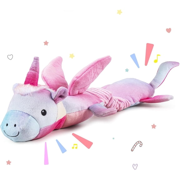 Squeaky Crinkle Plush Unicorn , to Keep Them Busy, Tug of War & Pull for Small, Medium Dogs Puppy