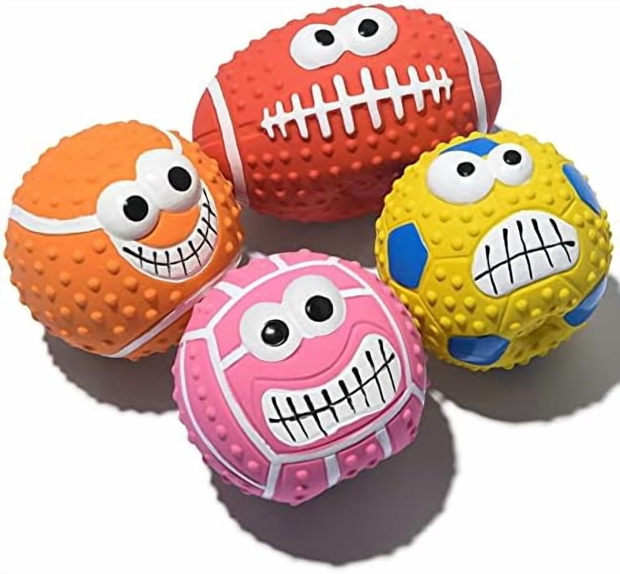 Squeaky Dog Ball, [4 Pack] Latex Rubber Dog Squeak Toys, 2.7'' Soft Bouncy Fetch Balls for Medium Small Pets Interactive Play