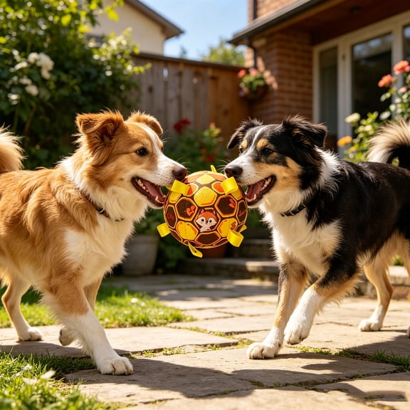 Squeaky Dog Ball Soft Stuffed Puppy Chew Toy Interactive Fox Printed Plush Pet Toy for Small Large Dogs Indoor Outdoor Training 6-Inch