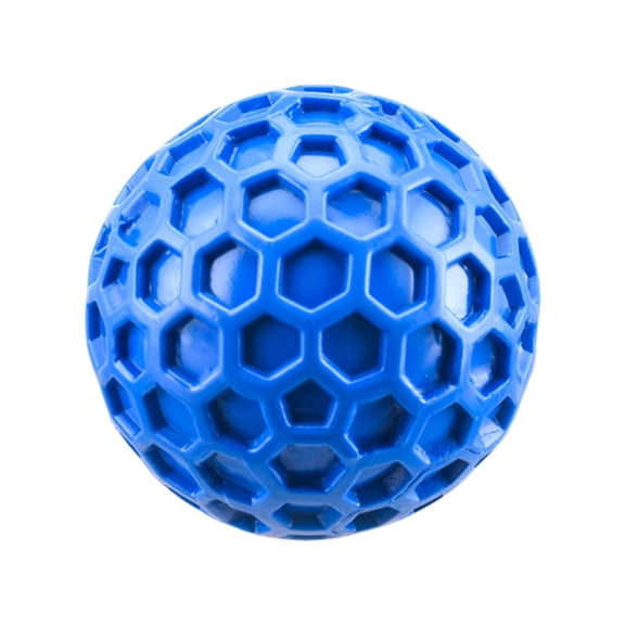 Squeaky Dog Chew Ball Durable TPR Rubber Honeycomb Textured Teeth Cleaning Puppy Toy Bouncy Interactive Dog Ball for Fetch Tug-of-War Small Medium Large Indoor Outdoor Play 2.17 Inch CAI260314-Blue