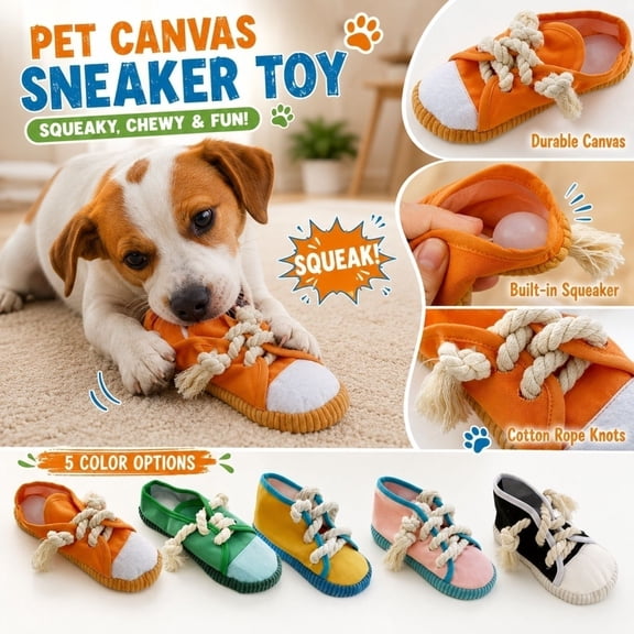 Squeaky Dog Chew Toy In A Fun Sneaker Shape For Puppies And Small Dogs, Interactive Teething Toy For Boredom Relief And Gentle Cleaning, Pet Accessory, 1Pack Yellow