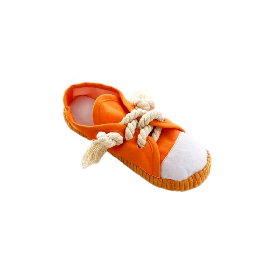 Squeaky Dog Toy for Aggressive Chewers, Realistic Shoe Shaped Puppy Teething Toy for Interactive Play, Durable Chew Toy for Boredom and Teeth Cleaning，Orange