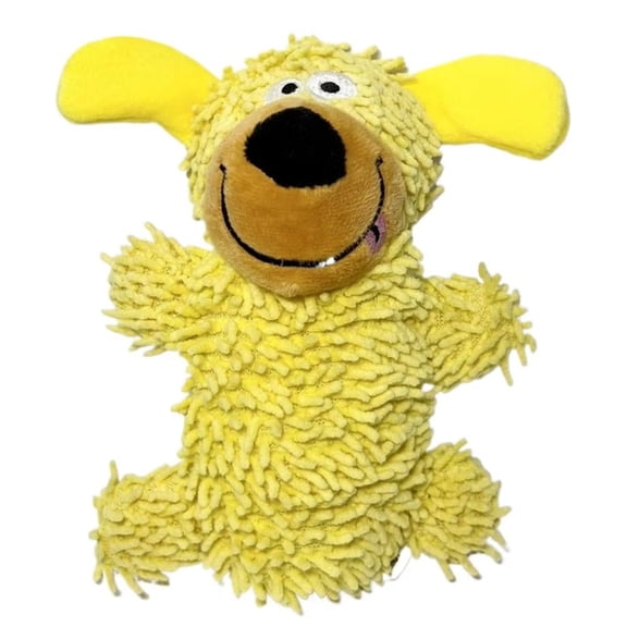 Squeaky Dog Toys for Aggressive Chewers, Mop Plush Squeaky Toy for Teeth Cleaning, Interactive Crinkle Chew Toy for Small Dogs, Durable Stuffed Animal to Keep Them Busy,Yellow