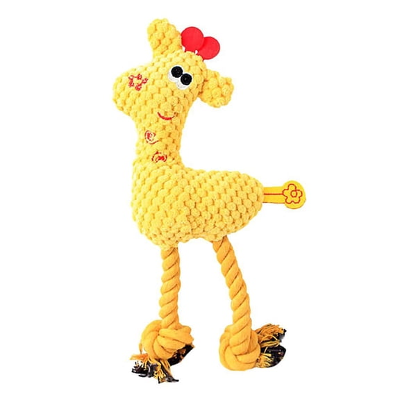 Squeaky Dog Toys, Dog Rope Toy, Durable Squeaky Dog Plush Tug Toy, Puppy Interactive Squeak Chew Toys with Rope Legs for Small Medium and Large Dogs Training Play, Yellow