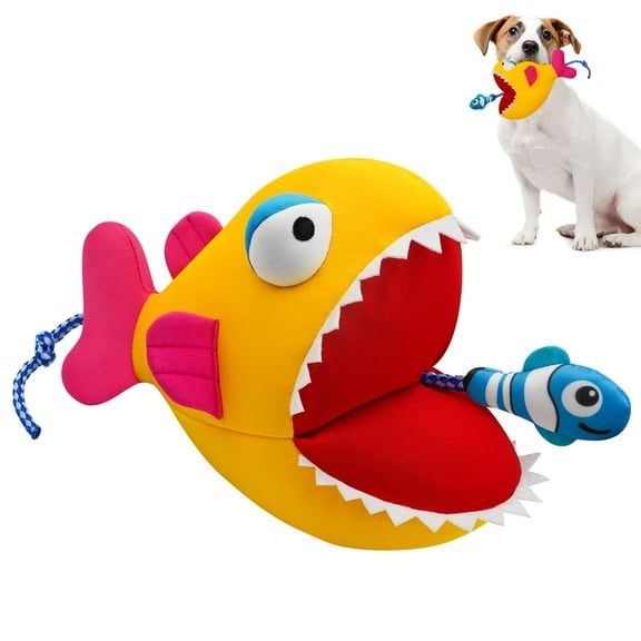 Squeaky Dog Toys, Floating Dog Toys with Rope for Indoor or Outward Play, Fish Interactive Dog Gifts for Small and Medium Dogs