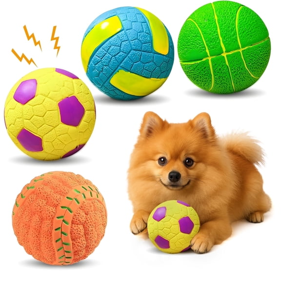 Squeaky Dog Balls, 2.4'' Soft Puppy Latex Squeaky Balls Set, Interactive Latex Dogs Balls for Small and Medium Breeds (4 pack)