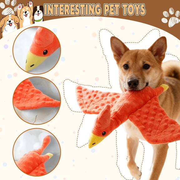 Squeaky Dog Toys Plush Dog Toy Pterodactyl with Crinkle Paper Stuffed Durable Dog Chew Toys for Small Middle and Large Dogs Pterodactyl (Pterodactyl)