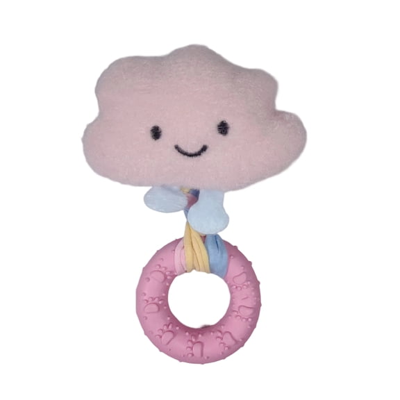 Squeaky Dog Toys for Puppies & Small Dogs, Soft Plush & Tough Rubber Chew Rings, Teething Relief & Boredom Toys, Perfect for Tugging & Fetching (H)