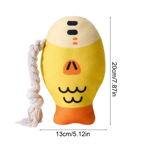 Squeaky Dog Toys for Small Dogs & Puppy –Fish Crinkle Squeak Pet Toys for Interactive Play, Boredom Relief & Teeth Cleaning (Yellow)