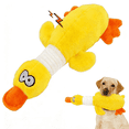 thumbnail image 1 of Interactive Squeaky Dog Chew Toy, Ideal Dog Toys for Chewers, Small, Medium & Large Dogs - Crinkle Duck (Yellow), Large, 1 of 8