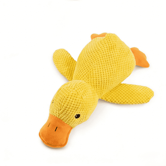 Squeaky Duck Dog Toy for Dogs, Yellow Duck Plush Chew Toy with Waffle Knit Fabric, Pet Safe Non-Toxic Puppy Toys for Interactive Play