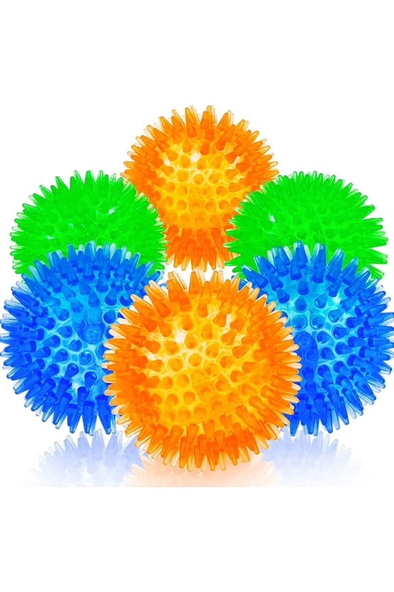 Squeaky Fetch Spike Balls TPR Toys for Pet Small Dogs Puppy Rubber 6 Pack Bright Colors Chew Teething Toys