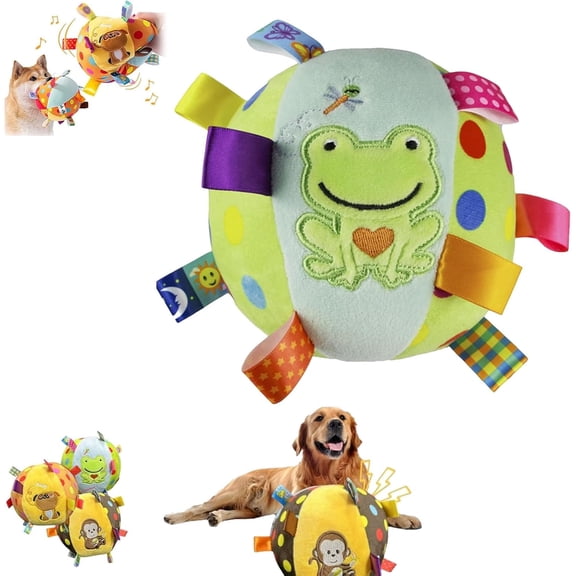 Squeaky Hanging Dog Training Toy 6 Inch Soft Stuffed Ball With Cotton Material And Bell Built In Interactive Chew Toy For Dogs (1Pcs)