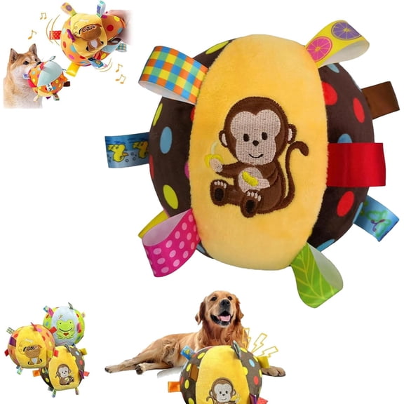 Squeaky Hanging Dog Training Toy 6 Inch Soft Stuffed Ball With Cotton Material And Bell Built In Interactive Chew Toy For Dogs (1Pcs)