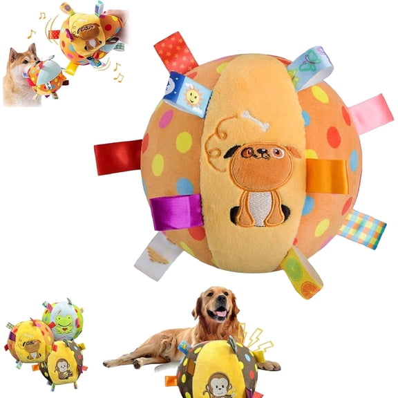 Squeaky Hanging Dog Training Toy 6 Inch Soft Stuffed Ball With Cotton Material And Bell Built In Interactive Chew Toy For Dogs (1Pcs)