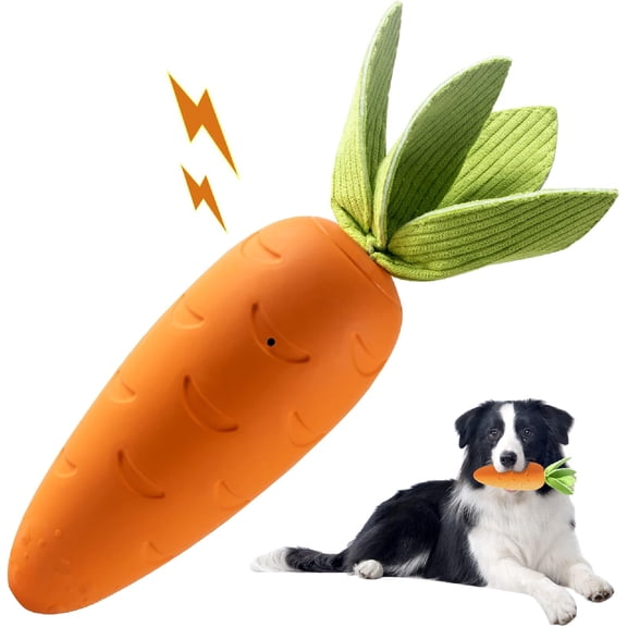 Squeaky  , Indestructible Suitable for Aggressive Chewers, Durable  Rubber Carrot   Milk-Flavored  -Cleaning  for Puppy Medium Large Dogs, Orange