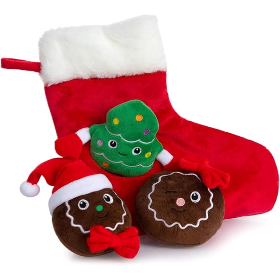 Squeaky , Interactive Plush and Seek Toys for Small Medium Sized Dogs and Non-Aggressive Chewers, Puppy Clean Toys, Christmas Stocking