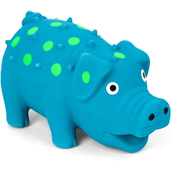 Squeaky Latex Grunting Pig , 4 Inch Small Blue Prank Gifts Puppy Toys Rubber Squeeze for Dogs