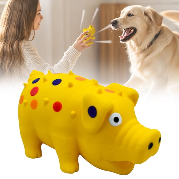 Squeaky Oinking Latex Pig Dog Toy, 7.3‑Inch Durable Chew Toy for Small Medium & Large Dogs