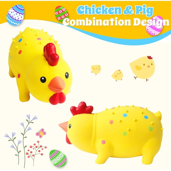 Squeaky Pig Dog Toys, Rubber Pig Dog Toys for Small, Medium & Large Dogs, Durable Interactive Latex Squeaky Chew Toys