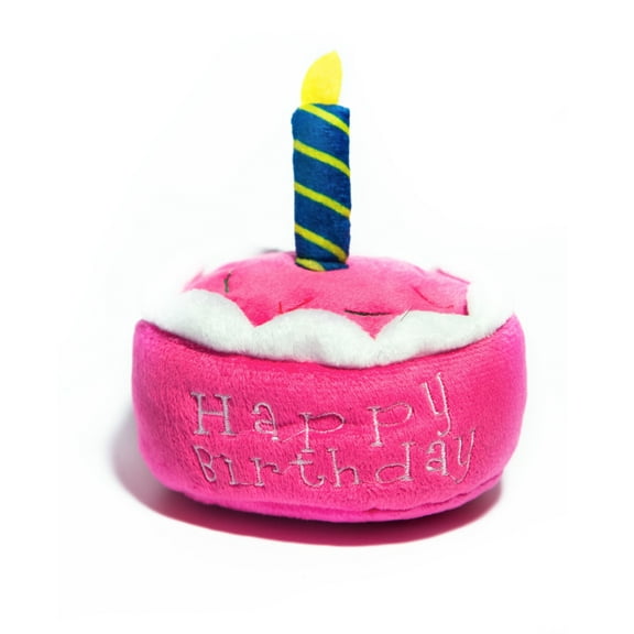 Squeaky Pink Birthday Cake Plush Dog Toy