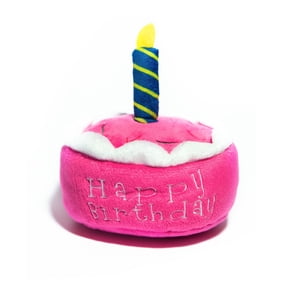 Squeaky Pink Birthday Cake Plush Dog Toy