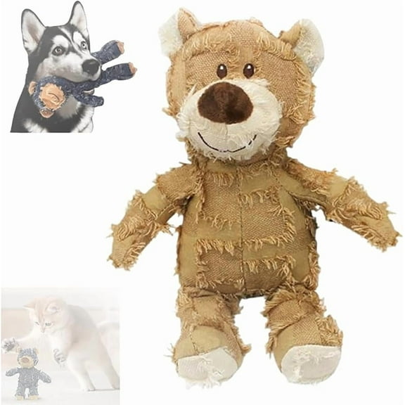 Squeaky Plush Bear Toy for Dogs, 2025 Indestructible Robust Bear Dog Toys to Keep Them Busy Plush Pet Toys Dog Companion for Heavy Chewers Pet Squeak Chew Toy for All Pets (Blue, Large)