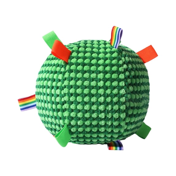 Squeaky Plush Dog Ball Toy with Bell 6.3 Inch Soft Interactive Fetch Toy for Small & Medium Dogs Lightweight Chew Toy for Puppies Light Chewers Indoor Training & Play