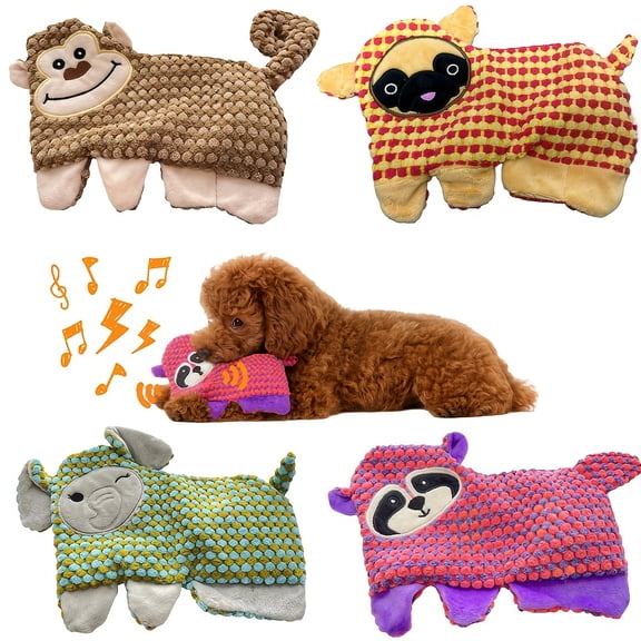 Squeaky Plush Dog Chew Toy with Crinkle Sound – Durable Pineapple Shaped Dental Grinding Toy for Dogs and Cats, Interactive Training Play