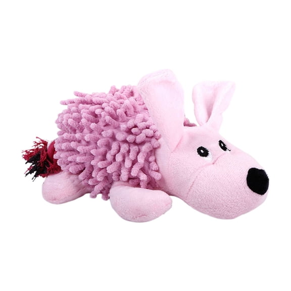 Squeaky Plush Dog Chew Toy with Tug Rope, Interactive Dog Toy for Dental Care, Soft Durable Pet Toy for Small Medium & Large Breeds(Purple)