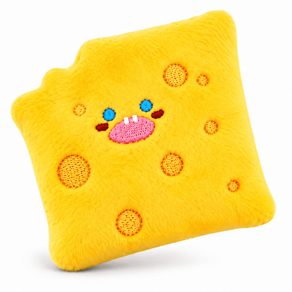 Squeaky Plush Dog Toy - Cute Cheese Slice Food Themed Interactive Fetch Toy for Small Dogs and Puppies, Boredom Relief