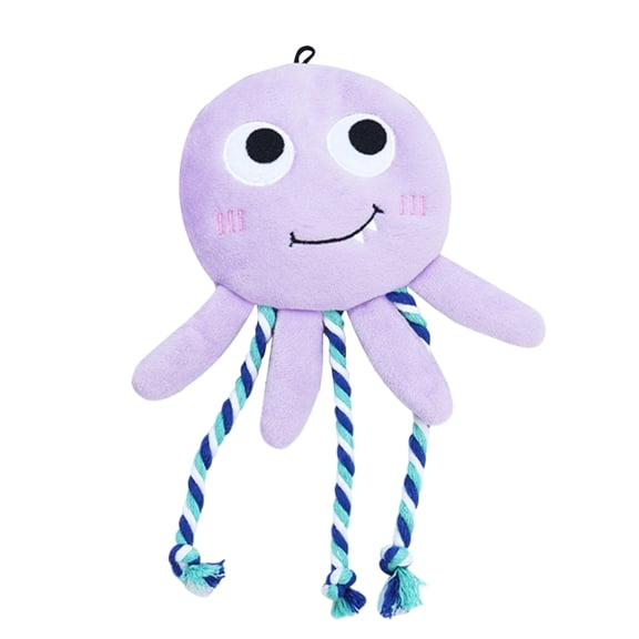Squeaky Plush Dog Toy, Double-Layer Tear-Resistant Chew Toy for Small to Large Dogs, Teething Boredom Relief(Lavender Octopus)