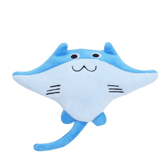 Squeaky Plush Dog Toy, Double-Layer Tear-Resistant Chew Toy for Small to Large Dogs, Teething Boredom Relief(Light Blue Stingray)