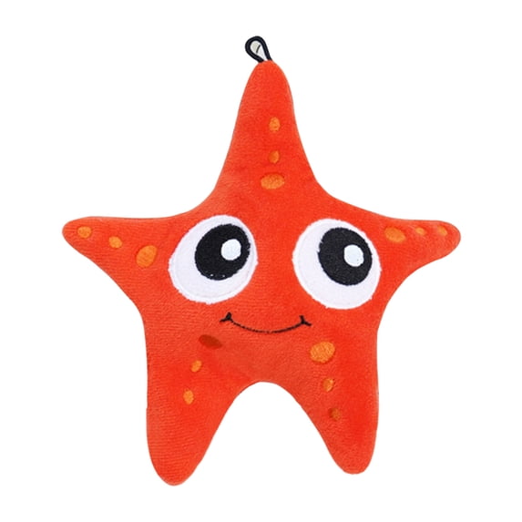 Squeaky Plush Dog Toy, Double-Layer Tear-Resistant Chew Toy for Small to Large Dogs, Teething Boredom Relief(Orange Starfish)