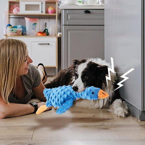 Squeaky Plush Dog Toy, Multifunctional Goose Dog Toy with Honking Sound, Durable Soft Stuffed Animals Toy for Chewing, Cuddling, Interactive Play Toy